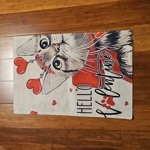 Valentine Cat Print Garden Flag